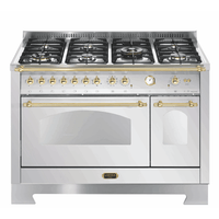 Dolcevita 120 cm Double Electric Oven Dual Fuel Range Cooker - Stainless Steel - Brass Finish - Lofra Cookers