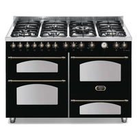 Dolcevita 120 cm Triple Electric Oven Dual Fuel Range Cooker - Black Matt - Bronze Finish - Lofra Cookers