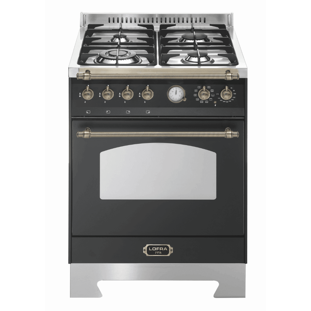 Dolcevita 60 cm Dual Fuel Range Cooker - Black Matte - Bronze Finish - Lofra Cookers
