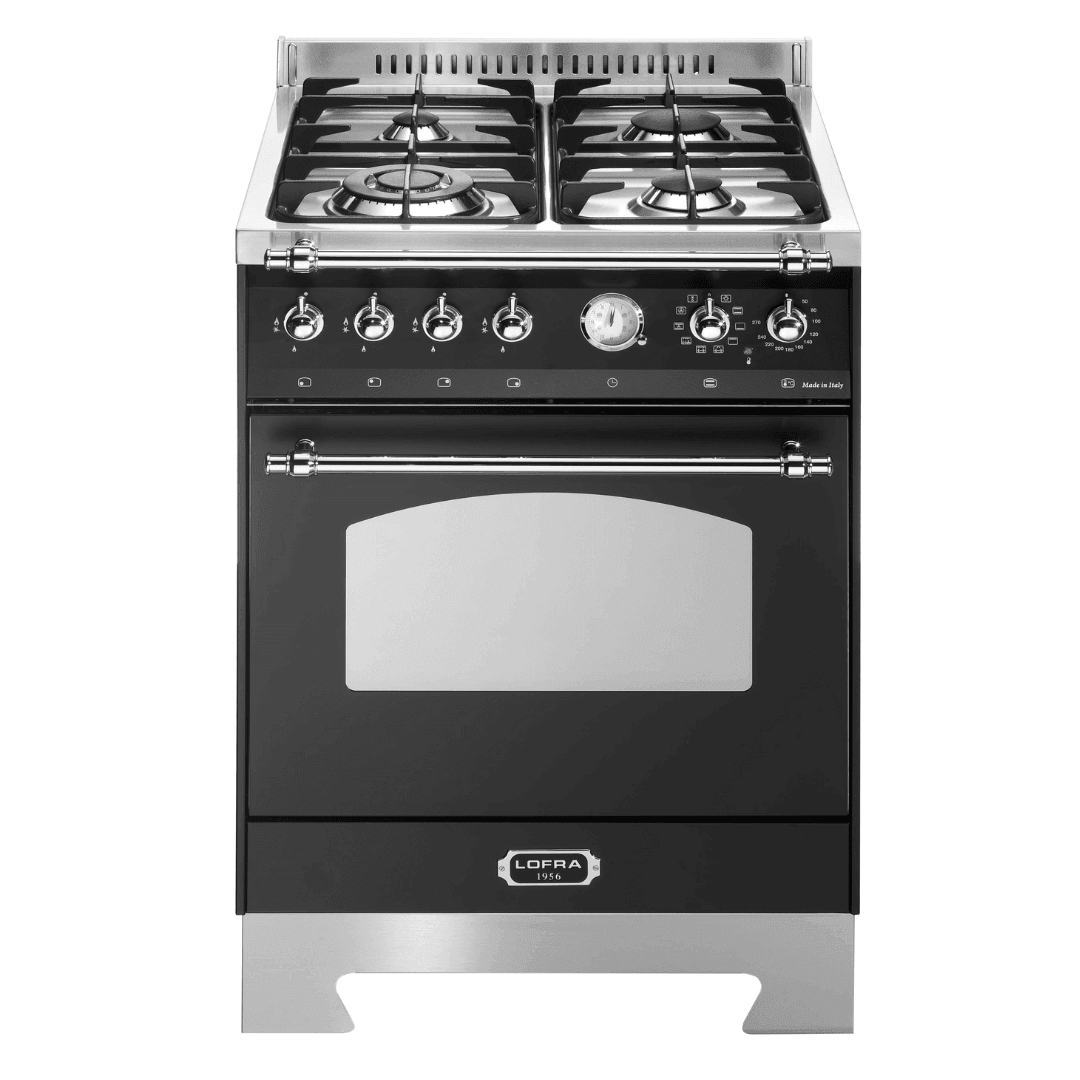 Dolcevita 60 cm Dual Fuel Range Cooker - Black Matte - Chrome Finish - Lofra Cookers
