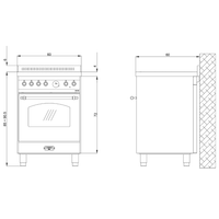 Dolcevita 60 cm Electric Fuel Cooker - Black Matte - Brass Finish - Lofra Cookers