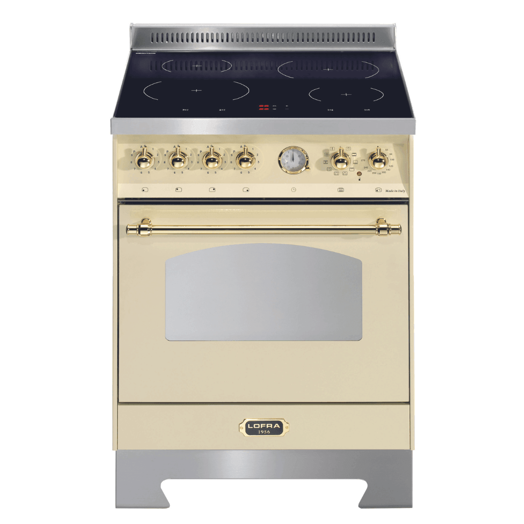 Dolcevita 60 cm Electric Fuel Cooker - Ivory White - Brass Finish - Lofra Cookers
