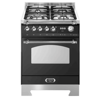 Dolcevita 60 cm Gas Fuel Range Cooker - Black Matt - Chrome Finish - Lofra Cookers