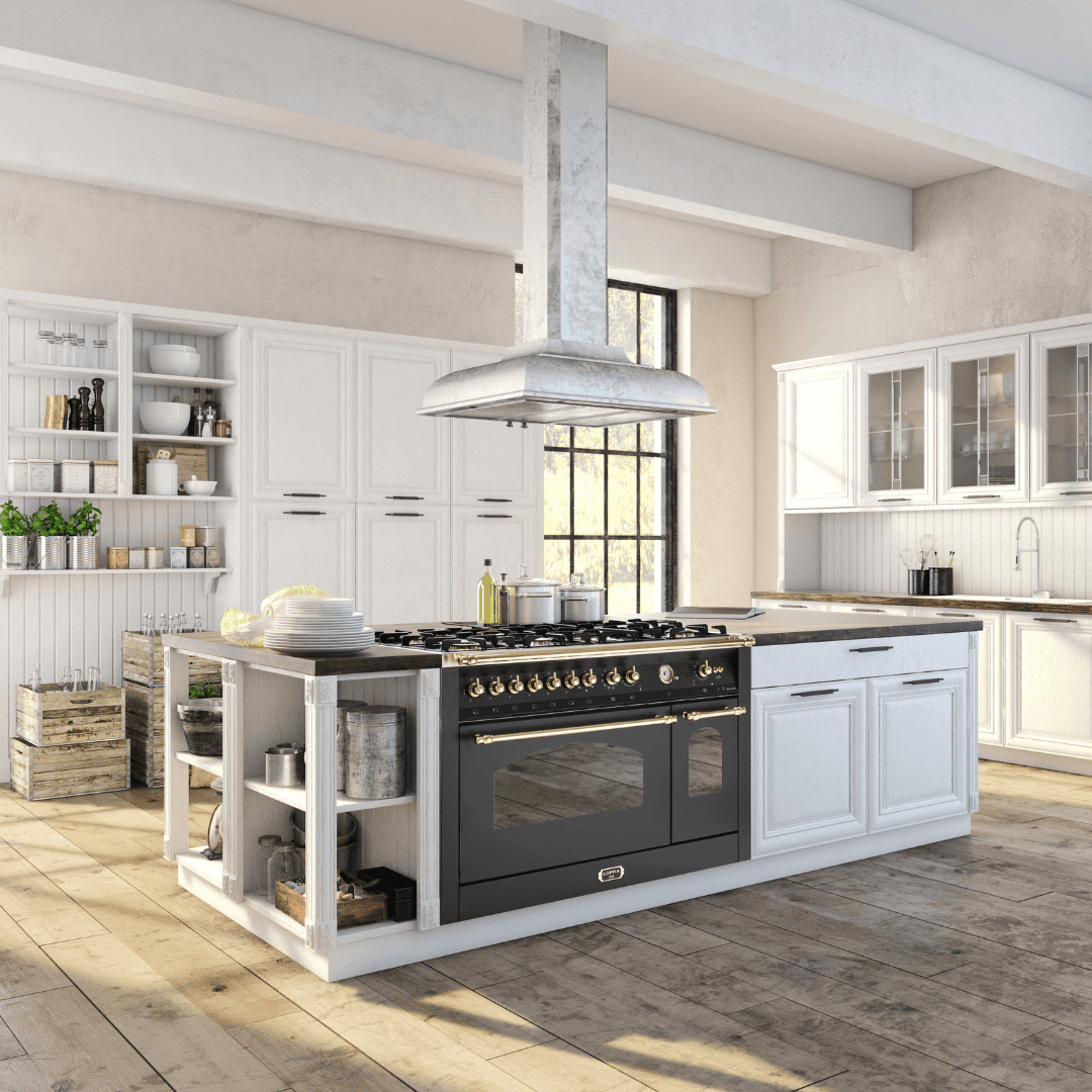 Dolcevita 70 cm Double Electric Oven Dual Fuel Range Cooker - Black Matte - Brass Finish - Lofra Cookers