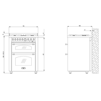 Dolcevita 70 cm Double Electric Oven Dual Fuel Range Cooker - Black Matte - Brass Finish - Lofra Cookers