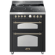 Dolcevita 70 cm Double Electric Oven Electric Fuel Range Cooker - Black Matte - Brass Finish - Lofra Cookers