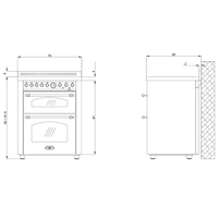 Dolcevita 70 cm Double Electric Oven Electric Fuel Range Cooker - Black Matte - Brass Finish - Lofra Cookers