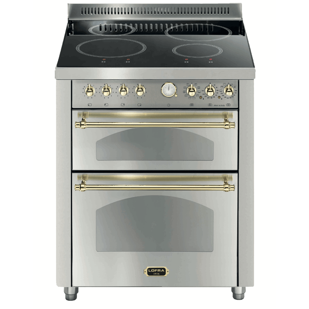 Dolcevita 70 cm Double Electric Oven Electric Fuel Range Cooker - Stainless Steel - Brass Finish - Lofra Cookers