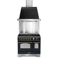 Dolcevita 90 cm Double Electric Oven Ceramic Fuel Cooker - Black Matte - Brass Finish - Lofra Cookers