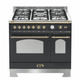 Dolcevita 90 cm Double Electric Oven Dual Fuel Range Cooker - Black Matte - Brass Finish - Lofra Cookers