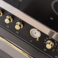 Dolcevita 90 cm Double Electric Oven Induction/Island Fuel Cooker - Black Matte - Brass Finish - Lofra Cookers