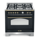 Dolcevita 90 cm Dual Fuel Range Cooker - Black Matte - Brass Finish - Lofra Cookers