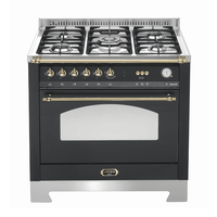 Dolcevita 90 cm Gas Fuel Range Cooker - Black Matte - Brass Finish - Lofra Cookers