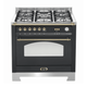 Dolcevita 90 cm Gas Fuel Range Cooker - Black Matte - Brass Finish - Lofra Cookers