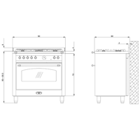 Dolcevita 90 cm Gas Fuel Range Cooker - Black Matte - Brass Finish - Lofra Cookers