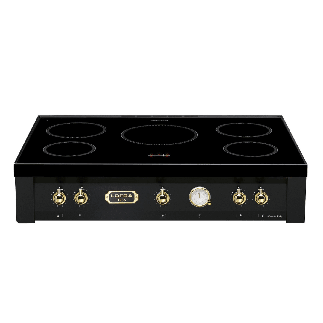 Dolcevita Induction Range Top 90 cm - Black Matt - Brass Finish - Lofra Cookers
