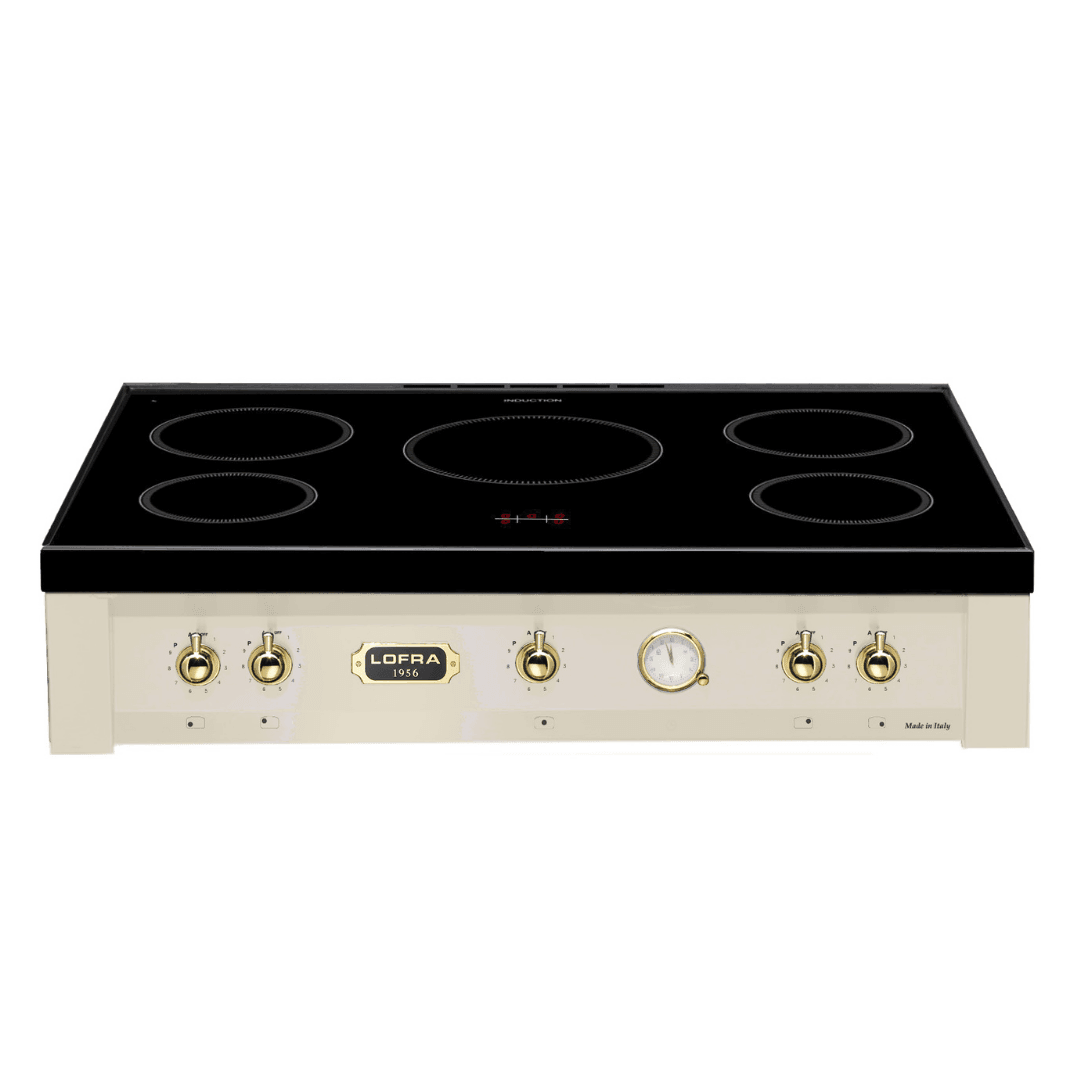 Dolcevita Induction Range Top 90 cm - Ivory White - Brass Finish - Lofra Cookers