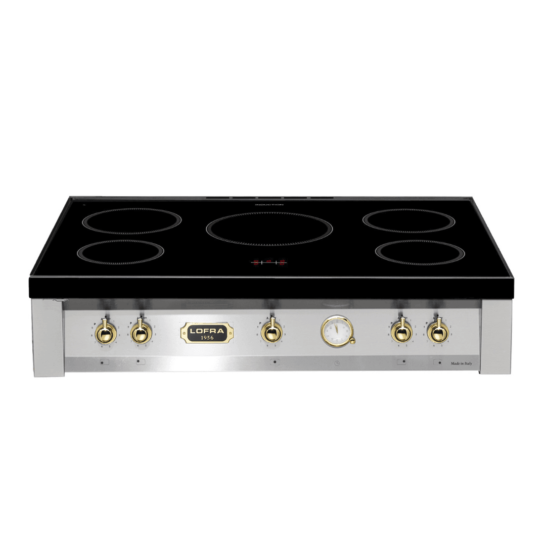 Dolcevita Induction Range Top 90 cm - Stainless Steel - Brass Finish - Lofra Cookers