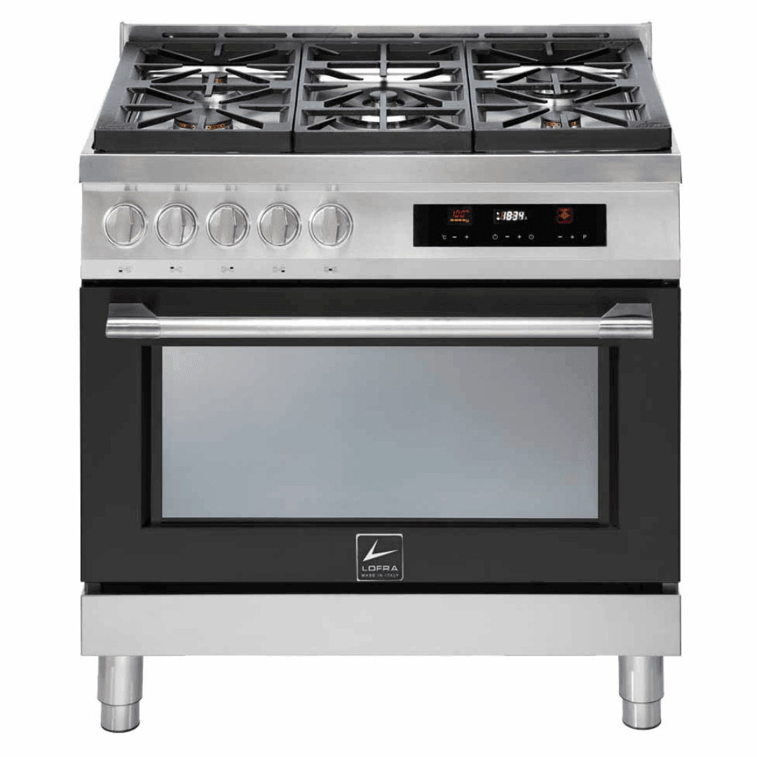 Italia 90 cm Dual Fuel Range Cooker - Black Matte - Lofra Cookers