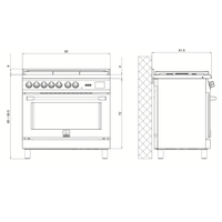 Italia 90 cm Dual Fuel Range Cooker - Black Matte - Lofra Cookers
