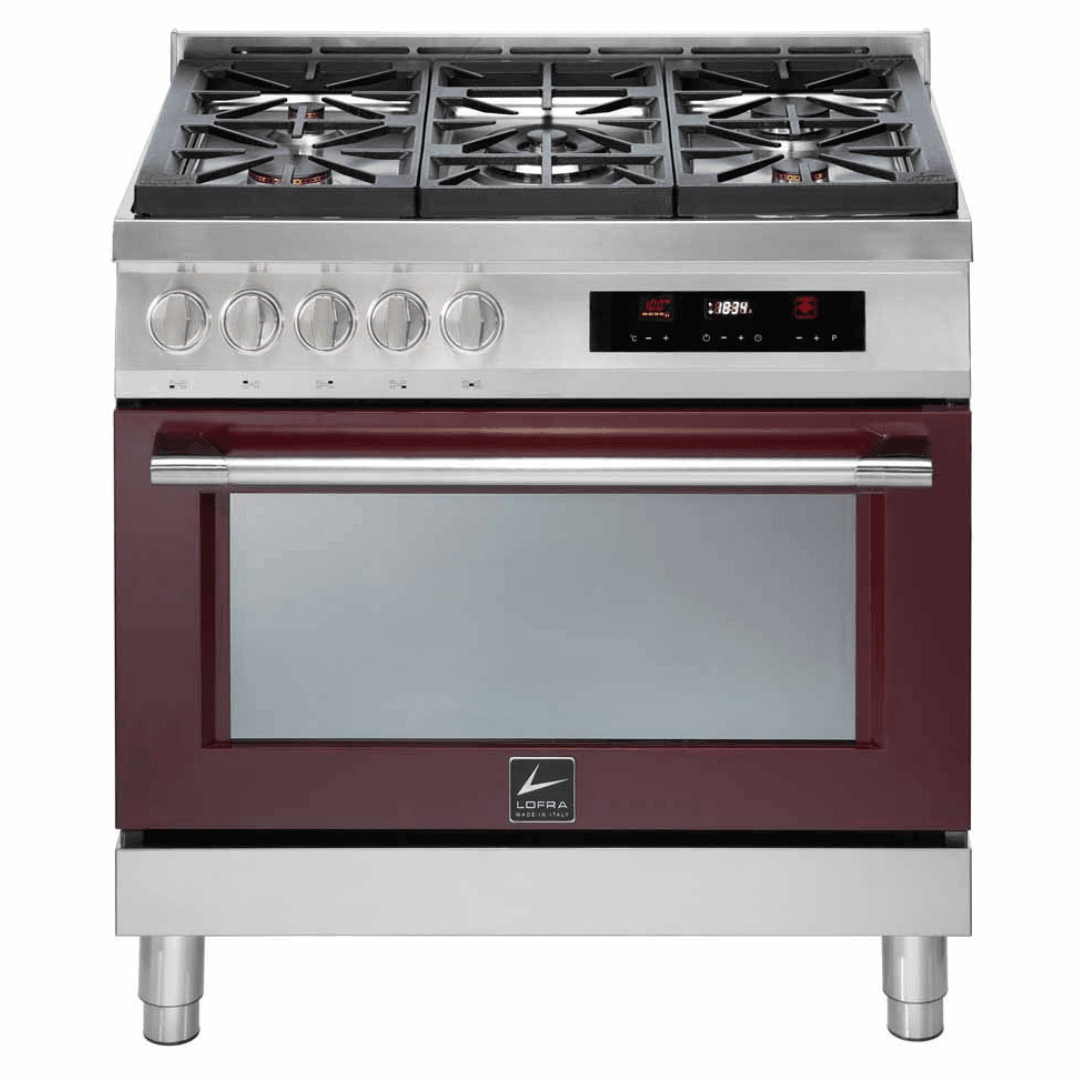 Italia 90 cm Dual Fuel Range Cooker - Red Burgundy - Lofra Cookers