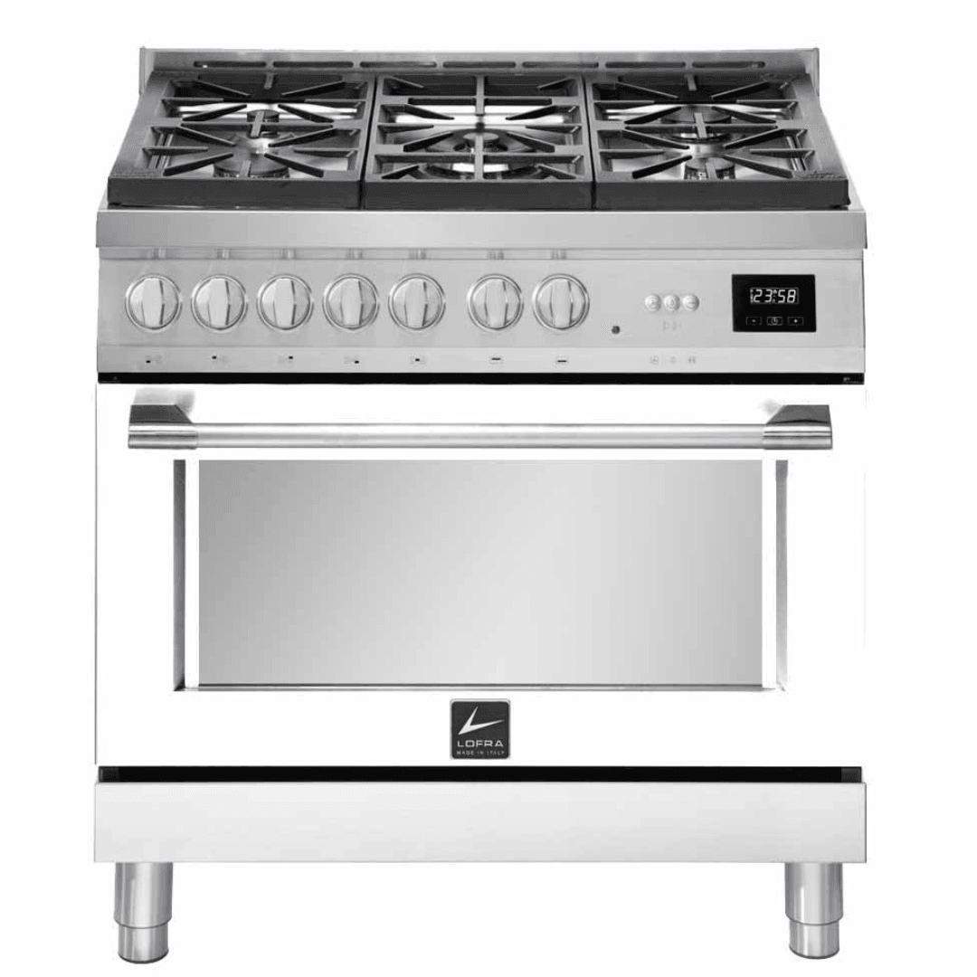Italia 90 cm Gas Range Cooker - Pearl White - Lofra Cookers