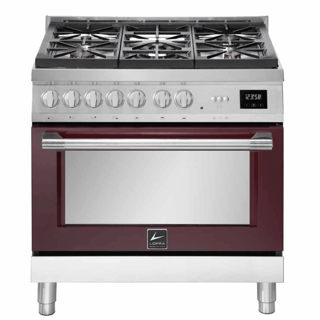 Italia 90 cm Gas Range Cooker - Red Burgundy - Lofra Cookers