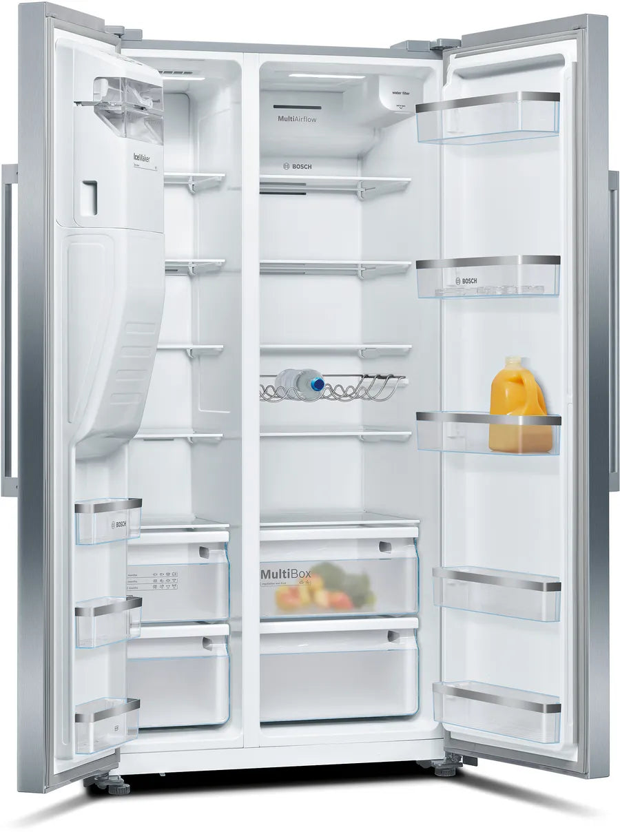 Bosch KAD93AIERG Series 6 American Fridge Freezer, Plumbed, Stainless Steel, E Rated