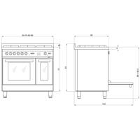 Maxima 90 cm 5 - Burner Dual Fuel Range Cooker with Food Compartment - Stainless Steel - Lofra Cookers