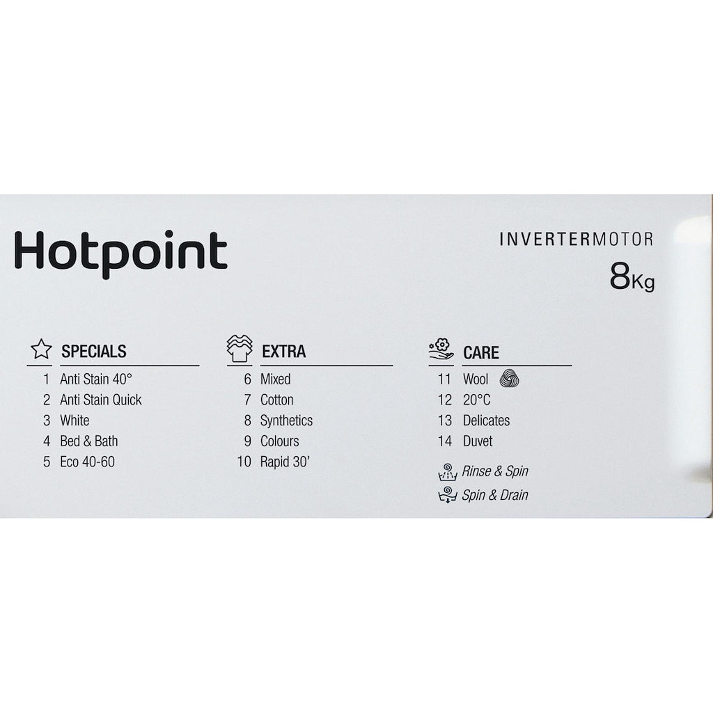 Hotpoint Built-In 8kg 1400rpm Washing Machine with Anti-stain