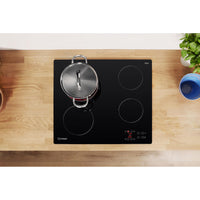 60CM 9 Levels Electric Ceramic Hob - Black - Touch Control - 4 Zones With Residual Heat Indicator and Timer