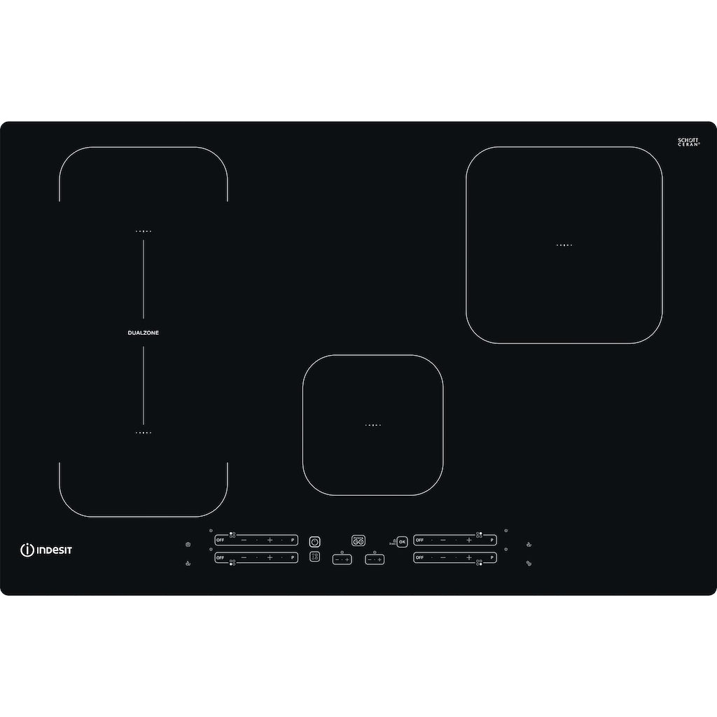77CM Push&Go Induction Hob - Black - 9 Power Levels - Touch Control With Dualzone and Boost Power