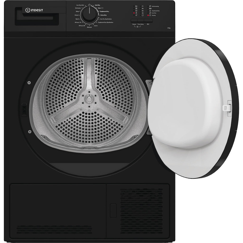 Indesit Dryer CYDC82BBGLUK 8KG Condenser Sensor Dry Black 15 cycles