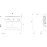 Professional 100 cm Dual Fuel Range Cooker - Stainless Steel - Lofra Cookers