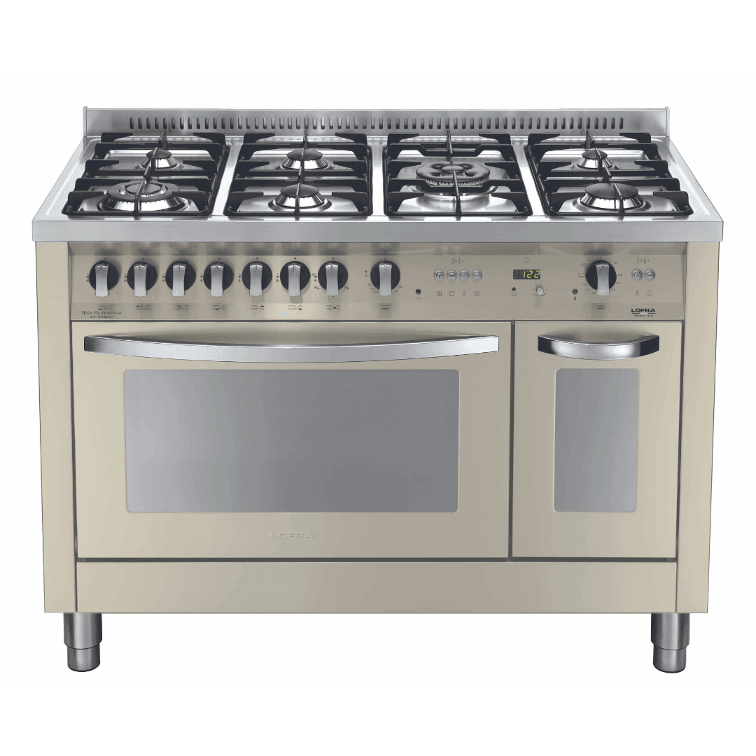 Professional 120 cm Double Oven Dual Fuel Range Cooker - Ivory White - Lofra Cookers