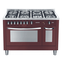 Professional 120 cm Double Oven Dual Fuel Range Cooker - Red Burgundy - Lofra Cookers