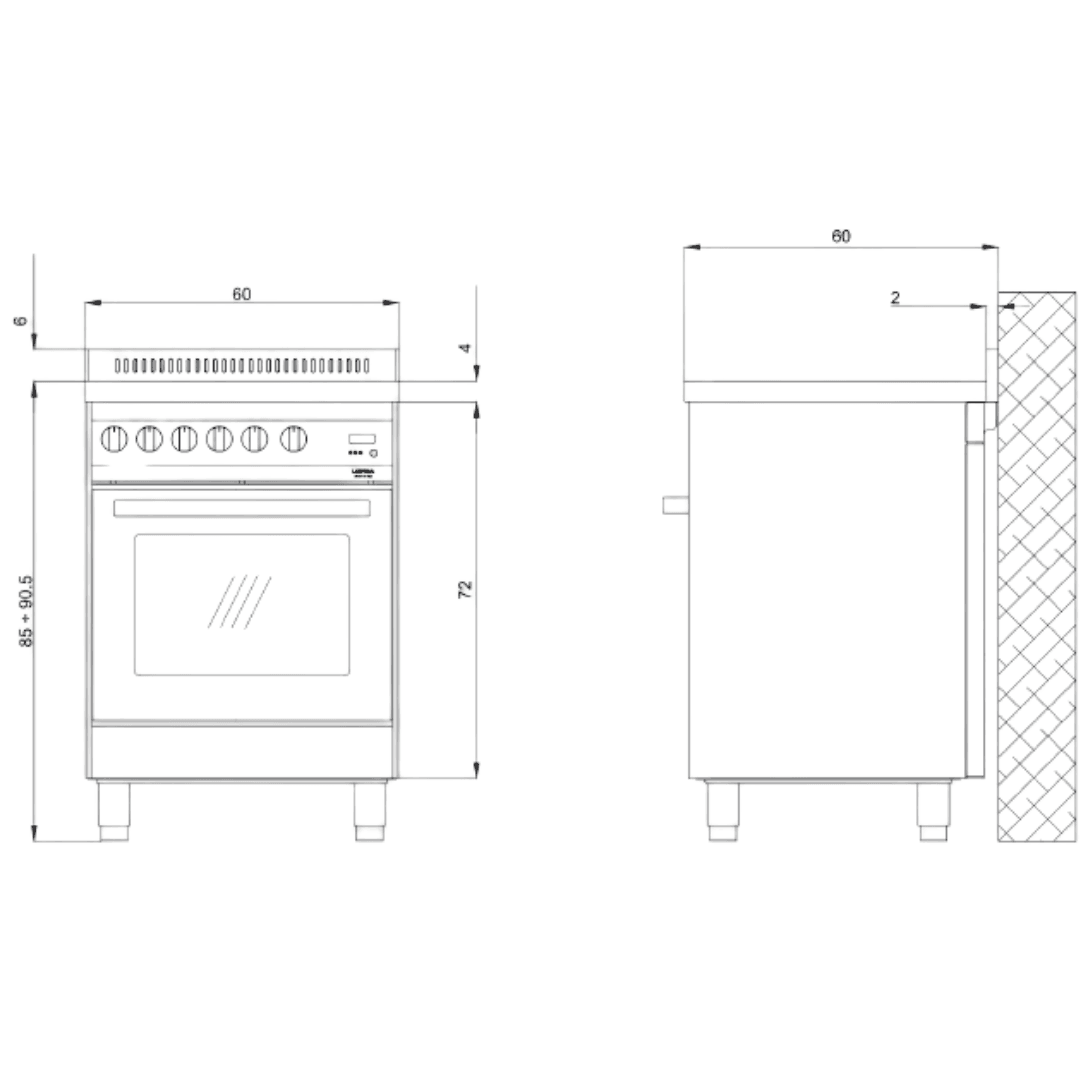 Professional 60 cm Electric Fuel Range Cooker - Stainless Steel - Lofra Cookers