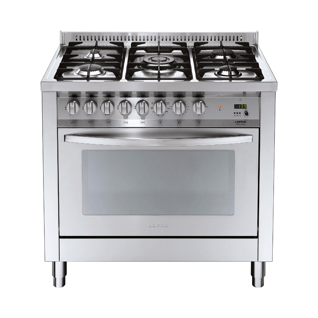 Professional 90 cm 5 - Burner Dual Fuel Range Cooker - Stainless Steel - Lofra Cookers
