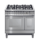 Professional 90 cm 6 - Burner Double Electric Oven Dual Fuel Range Cooker - Stainless Steel - Lofra Cookers