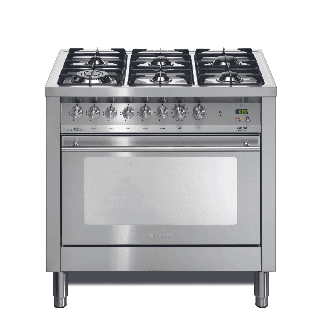 Professional 90 cm 6 - Burner Dual Fuel Range Cooker - Stainless Steel - Lofra Cookers