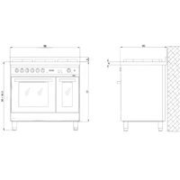 Professional 90 cm 6 - Burner Dual Fuel Range Cooker - Stainless Steel - Lofra Cookers