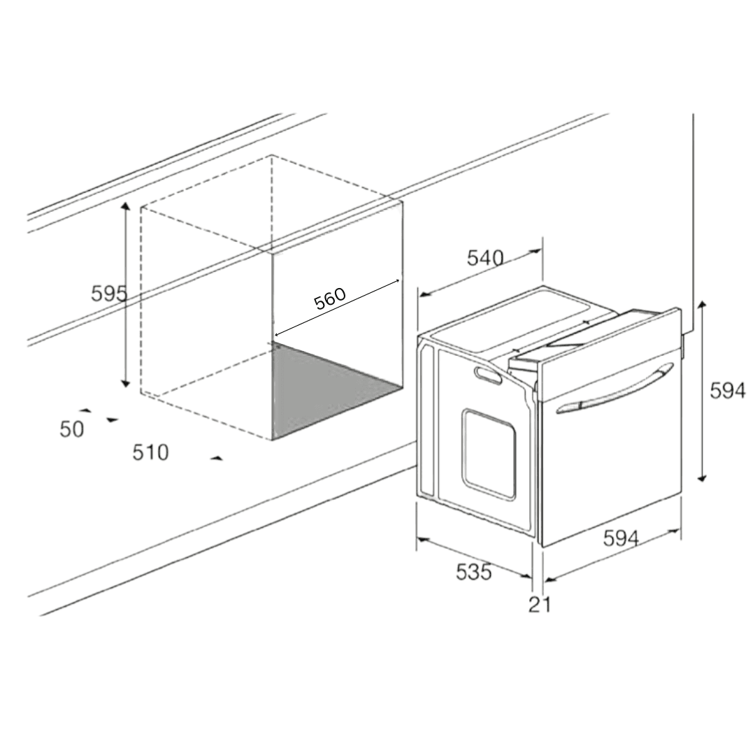 Professional Electric Oven 60 cm - Leda - Stainless Steel - 9 Programs - Lofra Cookers
