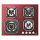 Professional Gas Glass Hob 60 cm - Mercurio Frontal Control Knobs  - Red Glass