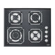 Professional Gas Glass Hob 60 cm - Mercurio Side Control Knobs  - Black Glass