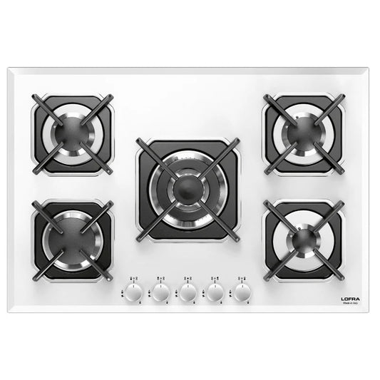 Professional Gas Glass Hob 75 cm - Sirio - White Glass
