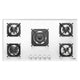 Professional Gas Glass Hob 90 cm - Marte Triple Ring Burner (Centre)  - White Glass