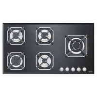 Professional Gas Glass Hob 90 cm - Marte Triple Ring Burner (Right)  - Black Glass