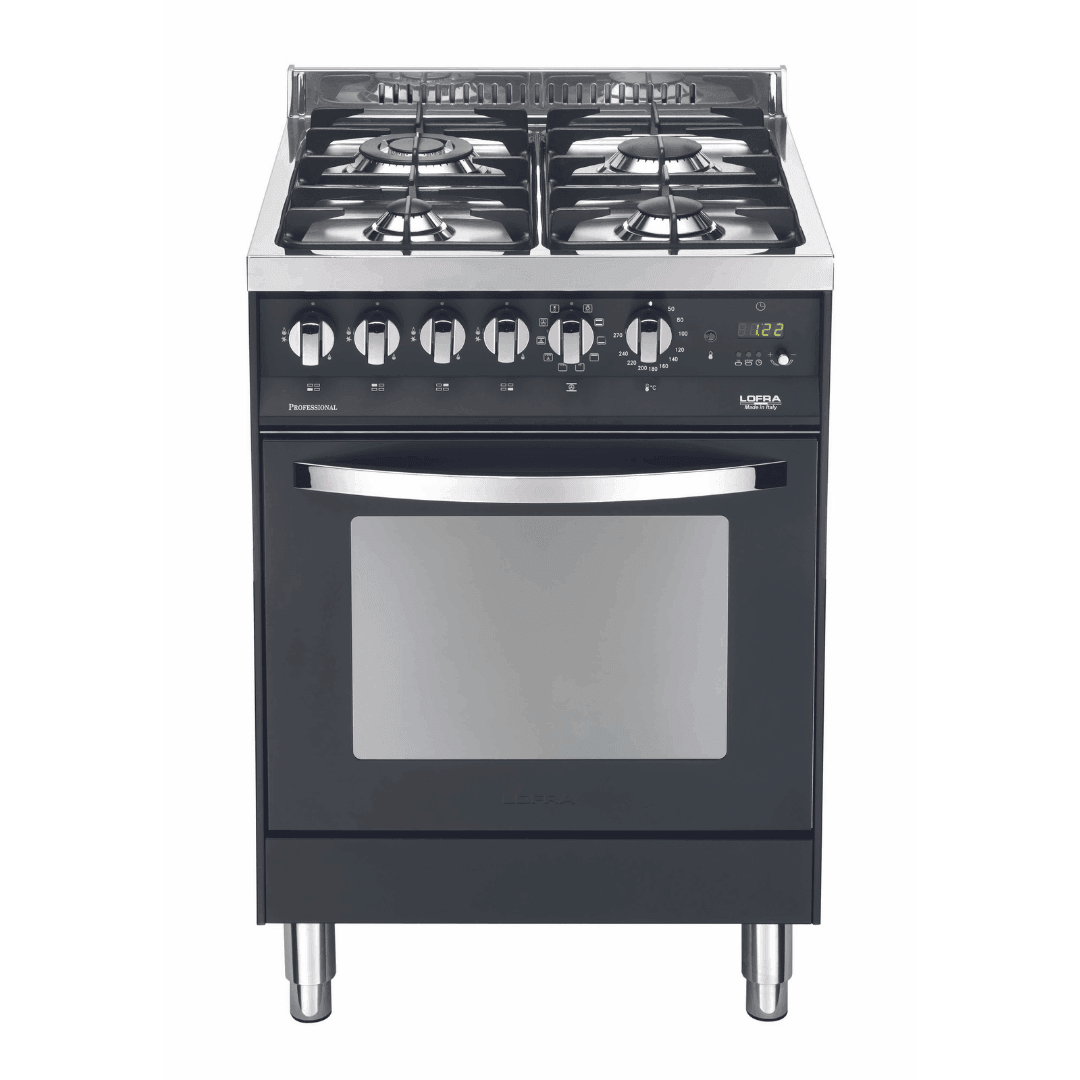 Rainbow 60 cm Dual Fuel Range Cooker - Black Matte - Lofra Cookers