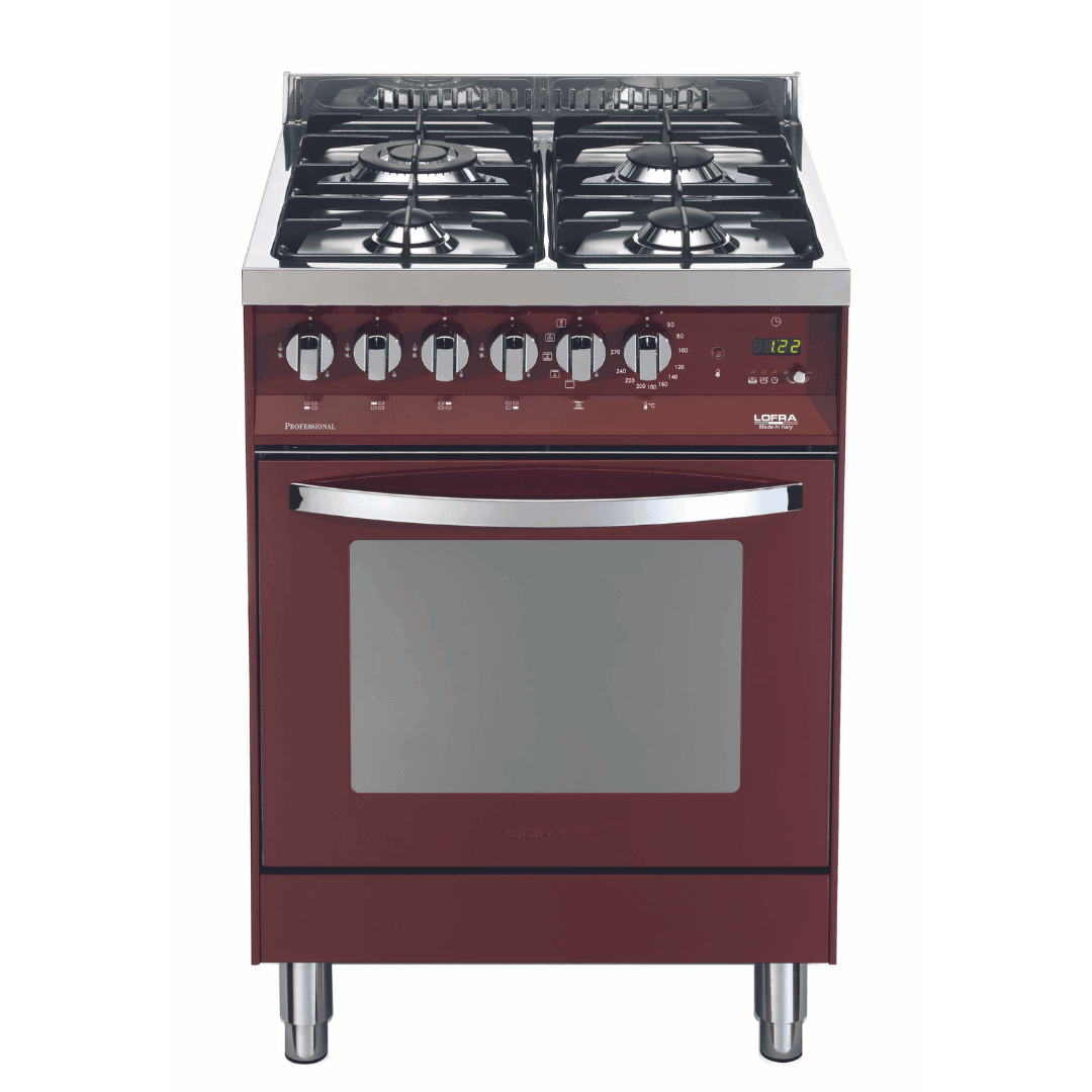 Rainbow 60 cm Dual Fuel Range Cooker - Red Burgundy - Lofra Cookers
