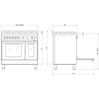 Rainbow 60 cm Gas Range Cooker - Black Matte - Lofra Cookers